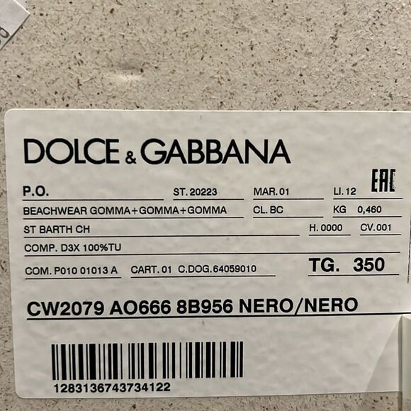 Dolce & Gabbana Rubber beachwear sliders with DG logo, New, Size 35 - Picture 13 of 15